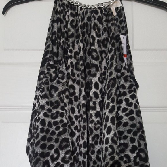 Michael Kors chain-link cold-shoulder leopard top - Picture 2 of 6